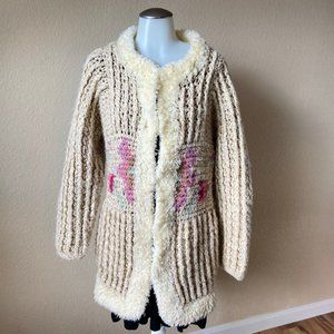 Vintage Answers By Riddles 70's Chunky Knit Cardigan Sweater Size: M Granny Chic